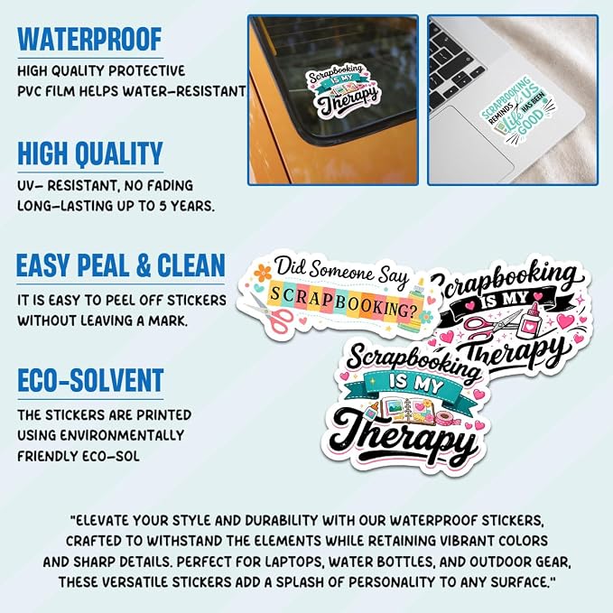 10pcs Scrapbooking Stickers Funny Craft Quotes Scrapbook Planner Designs, Gifts for Scrapbook Lovers Crafters Multiple Different Design, Waterproof UV-Resistant for Water Bottle, Laptop, Window, Car