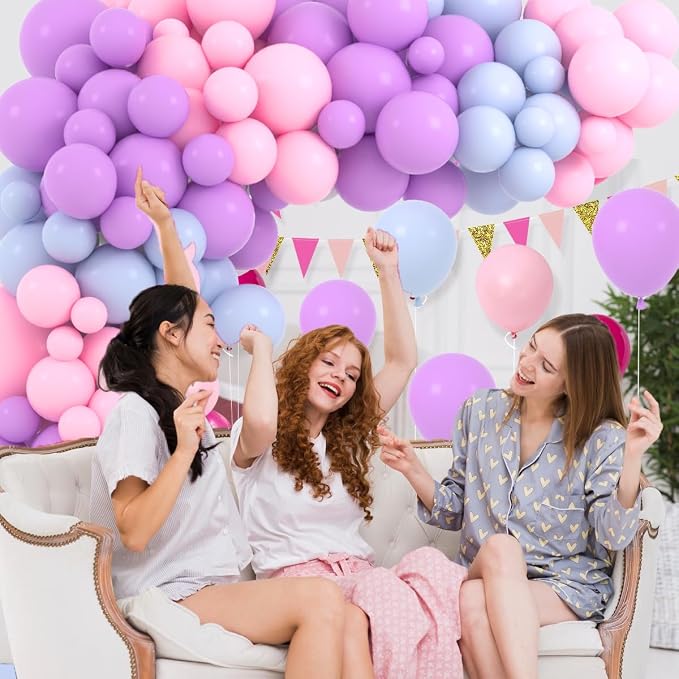 Pastel Pink Purple Blue Balloon Garland Arch Kit - Pastel Blue and Pink Balloons Macaron Balloons for Birthday Baby Shower Gender Reveal Baptism Wedding Party Decorations