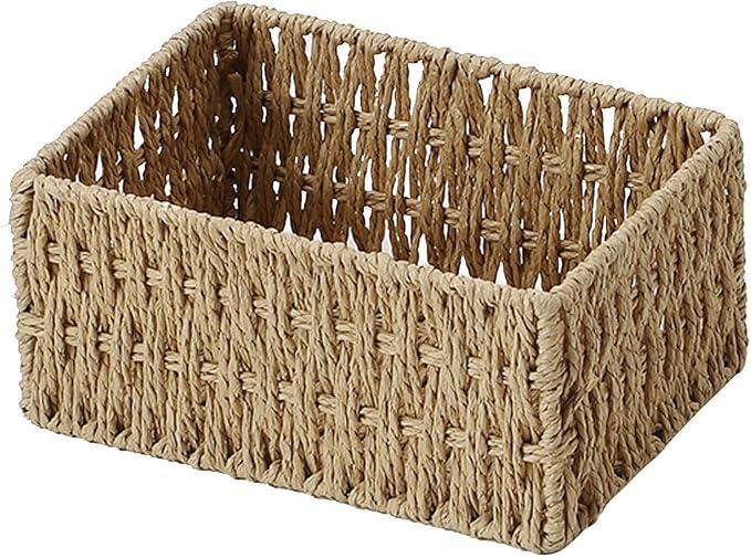 Wicker Storage Basket, Wicker Baskets for Storage for Fruit Vegetables Food Serving, Rattan Basket for Bathroom Living Room Pantry, Woven Baskets for Home Organization and Decoration,Small