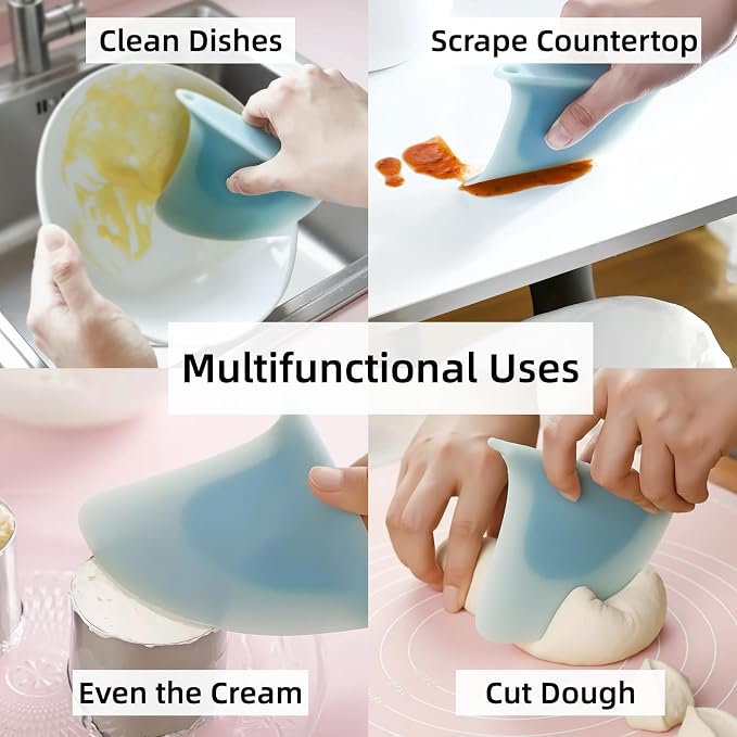 “Shark Fin” Bowl Scraper, Flexible Silicone Dough Scraper | Award-winning Design, Food-grade Silicone, Ergonomic Grip, Stands Upright, Curved Edges, Multipurpose Tool, Dishwasher Safe