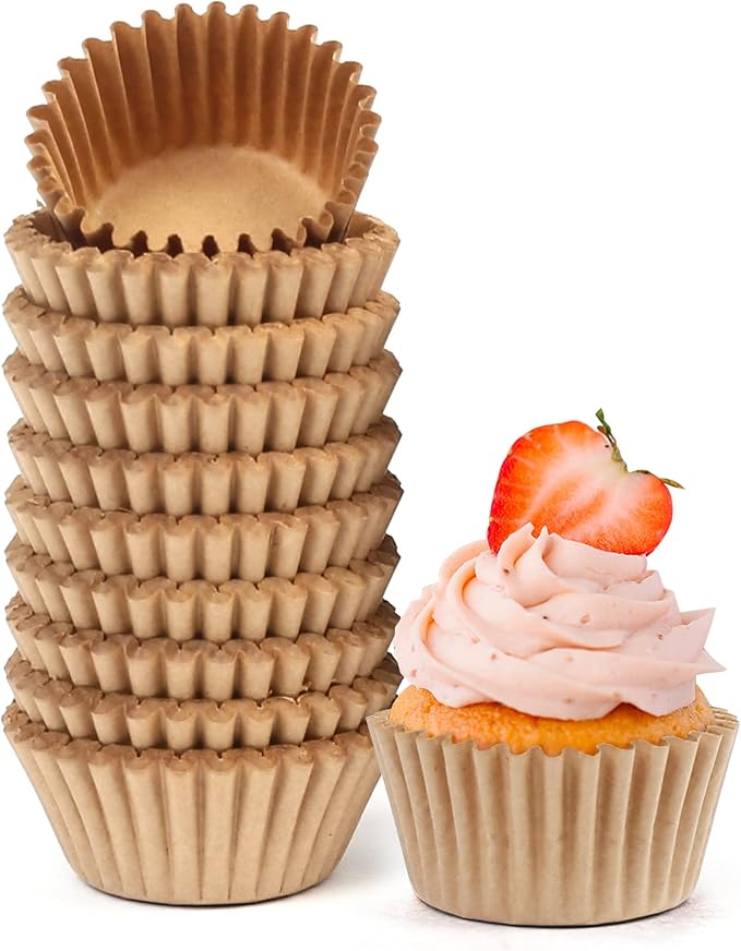 LotFancy 500Pcs Mini Cupcake Liners, Natural Muffin Liners Baking Cups, Greaseproof Paper Cupcake Wrappers, No Smell, Unbleached