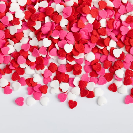 Edible Heart Sprinkles for Cake Decorating,130g,Edible Red Pink White Heart Shapes Sprinkle Mix,Sugar Sprinkles for Decorations Baking,Cake Ice Cream Cookie Cupcake Chocolate Topper,Birthday Wedding Party Supplie