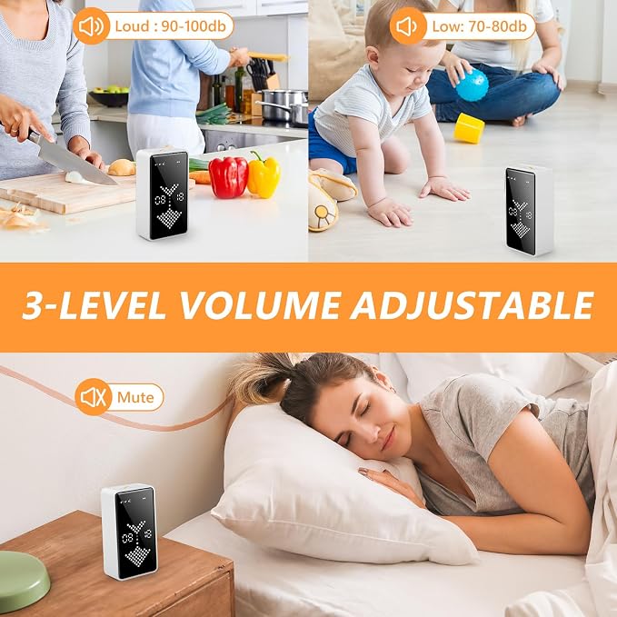 GuDoQi Digital Hourglass Timer, 1-99 Mins Adjustable Magnetic Rechargeable Digital Countdown ADHD Timer, Mute/Low Volume/High Low Volume Modes for Work, Study, Back to School, Kitch, White