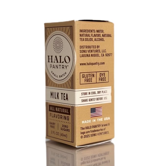Natural MILK TEA Flavoring Extract by HALO PANTRY (2oz bottle) | Dairy-Free, Dye-Free, Sugar-Free, Gluten-Free, NO Sweeteners, NO Calories | Perfect for customizing ANY baking, candy, dessert or drink recipes