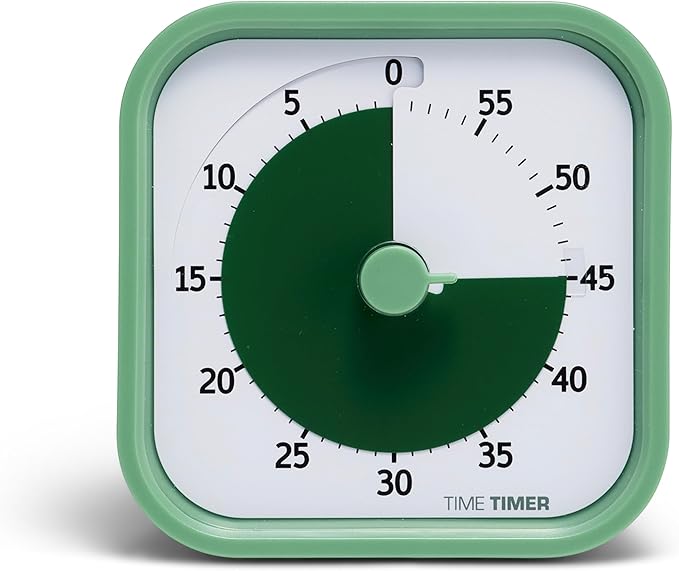TIME TIMER Home MOD – 60-Minute Visual Timer, Home Edition, Silent Operation, for Homeschool Supplies, Study, Office & Meetings (Fern Green)