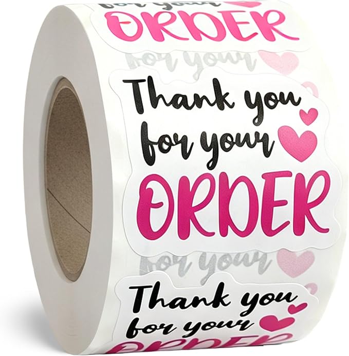 Thank You Stickers for Small Business Online Retailers Small Shop Handmade Envelopes Mail Baking, Sealing Packaging Gift Wrap Stickers, Thank You for Your Order, 500Pcs