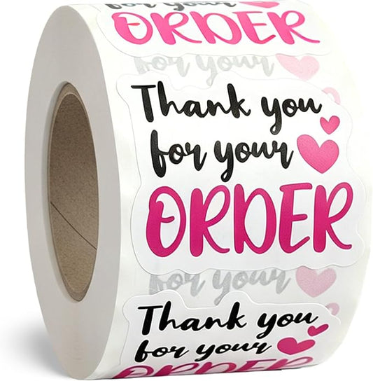 Thank You Stickers for Small Business Online Retailers Small Shop Handmade Envelopes Mail Baking, Sealing Packaging Gift Wrap Stickers, Thank You for Your Order, 500Pcs