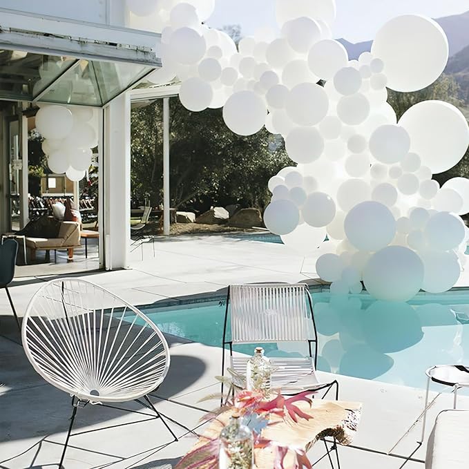 PartyWoo White Balloons 100pcs Different Sizes Pack of 18 12 10 5 Inch Matte White Latex Balloon Arch Kit Garland for Wedding Bridal Graduation Baby Shower Birthday Party Decorations White-Y13