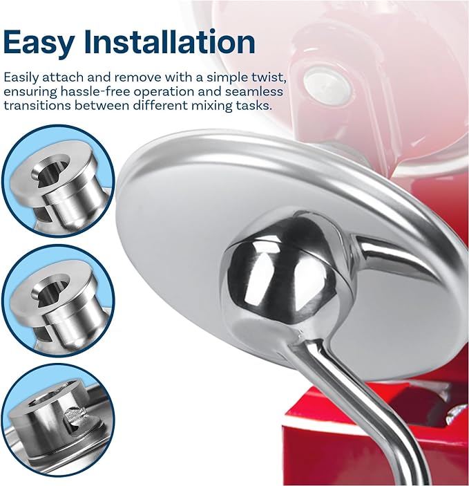 Mixer Attachments for KitchenAid 4.5–5 Quart Tilt-Head Stand Mixers – Compatible with Artisan & Classic – Beaters, Whisks, Dough Hooks & Attachment Sets by MMOBIEL (3-in-1, Stainless Steel)