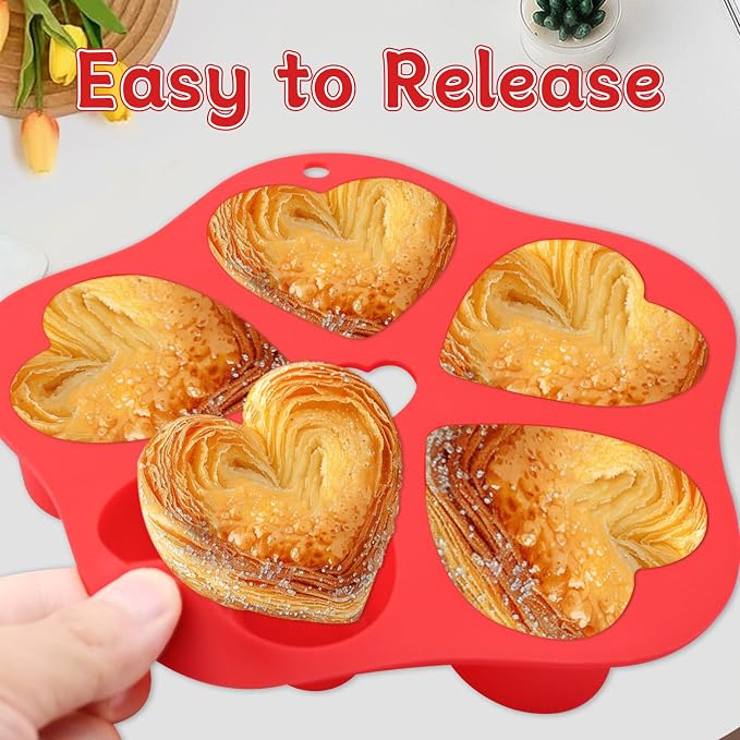 2 PCS Silicone Air Fryer Muffin Pan Egg Bite Heart Mold for Oven Baking,Mini Muffin Tins Cups Cake Tray for Air Fryer Liners Basket Instant Pot Accessories Baking Cakes Muffin Pancake