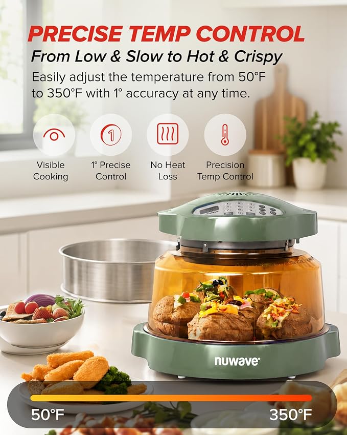 Nuwave Pro Plus 2 Countertop Infrared Oven with Stainless Steel Extender Ring, Triple Combo Cooking Power, Adjustable Temperature Control, Large Capacity Roaster, Air Fryer & Convection Oven, 20675V01