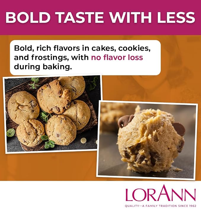 LorAnn Oils Cookie Butter Bakery Emulsion: True Essence, Ideal for Boosting Fruit Tones in Cakes, Cookies & Desserts, Gluten-Free, Keto-Friendly, Extract Substitute Essential for Your Kitchen, 16 Oz