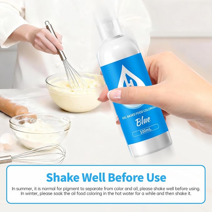 Blue Oil Based Food Coloring for Chocolate – Herbeklab 100ml Professional Concentrated Oil Food Dye for Candy Melts, Chocolate, Cake Pops, Strawberries & Baking