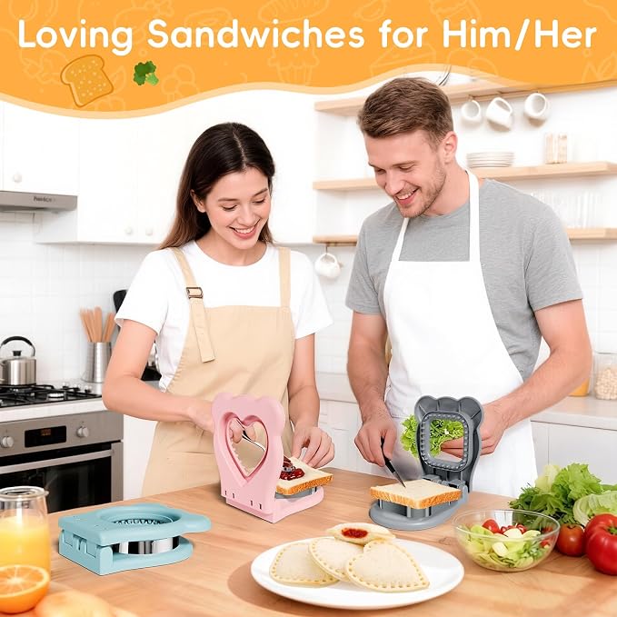 Sandwich Cutters for Kids Lunch, Breakfast Crustless Sandwich Maker | Sandwich Cutter and Sealer Round Cookie Cutter Bread Decruster Lunch Box Accessories for Kids Children Adults