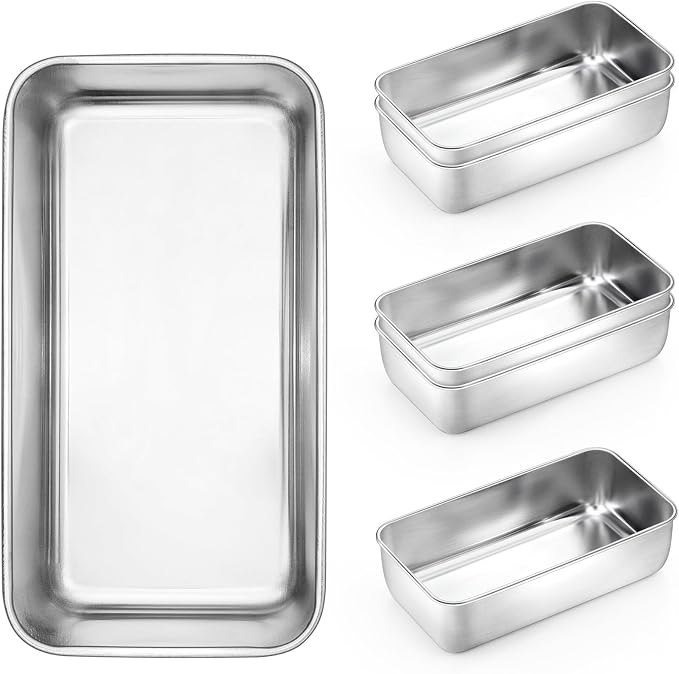 Onader 6 Pack Loaf Pans for Baking Bread, 9 x 5 Inch Stainless Steel Deep Meatloaf Toast Baking Pan Set