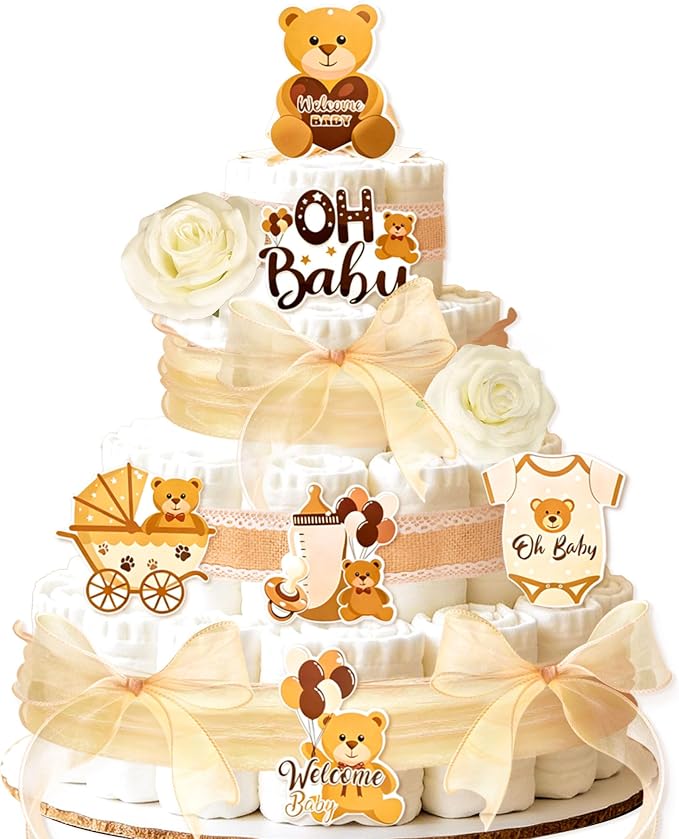 Boho Baby Shower Diaper Cake Decorating Kit Party Supplies Gender Reveal Decorations Baby Shower Gifts Cake Topper