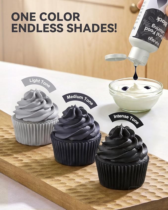 Dye-Free Food Coloring, Natural Food Coloring Gel No Artificial Dyes, Non-Toxic, Natural Food Dye for Icing, Frosting, Cake Decorating, 40 Milliliters - Black
