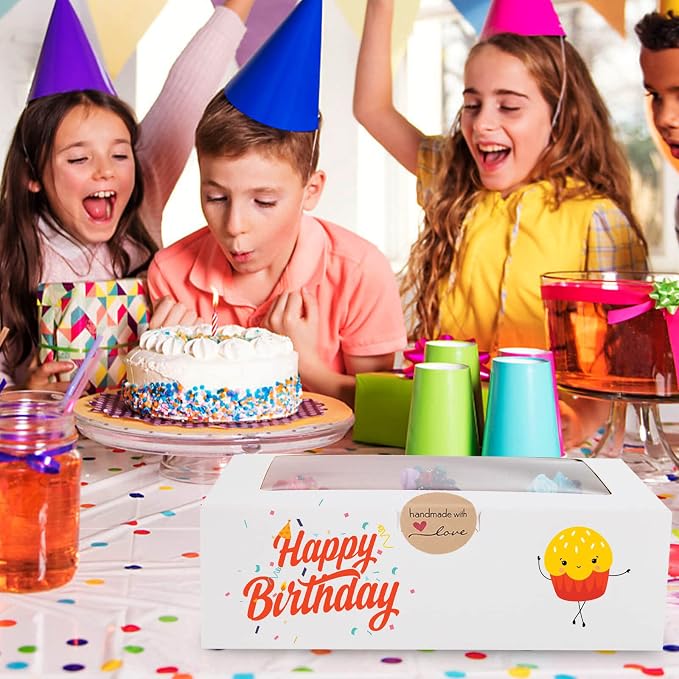 White Bakery Boxes with Window, 9x6x3 Inch, for Pastry, Dessert, Pies Packaging, Great for Birthday Party, 30 Pack