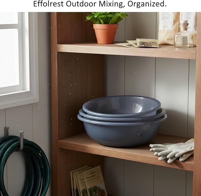 3-Pack Gray PP Plastic Mixing Bowls for Outdoor Camping & Food Prep, Nested Set of Small, Medium, Large Basins