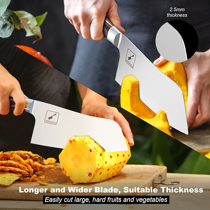 imarku Kitchen Knife, 7 Inch Ultra Sharp Butcher Knife - Japanese SUS440A Stainless Steel Meat Cleaver with Ergonomic Handle, Meat Knife for Home, Kitchen, Restaurant