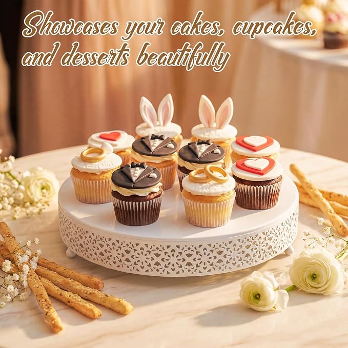 Wenqik 5 Pcs Metal White Cake Stand 16/14/12/10/8 Inch Round Cake Holder Display for Dessert Table Cookies Fruit Serving Tray Cupcake Pastry Riser for Wedding Birthday Party and Events
