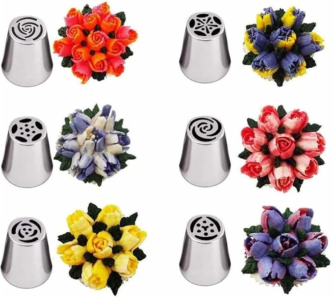 Russian Piping Tips Complete Set Beautiful Flower Frosting Nozzles for Cake Decorating Baking Supplies Stainless Steel for Novice Bakers