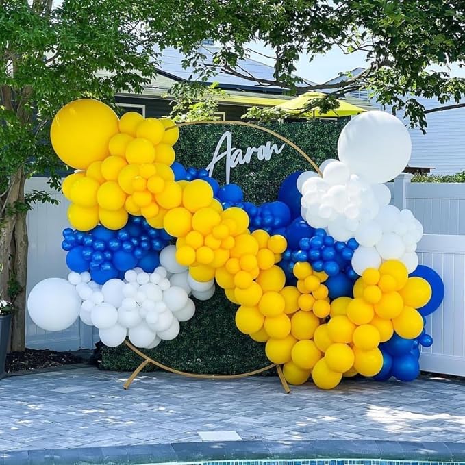 Royal Blue and Yellow Balloon Garland Kit, Graduation Balloons Royal Blue and Yellow Balloon Arch Kit with Different Sizes 18/12/10/5 inch Balloons for Graduation Birthday Anniversary Party Decoration