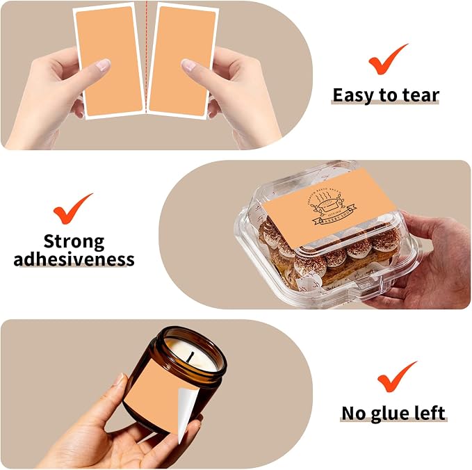 500 Labels/Roll 2" x 4" Apricot Thermal Labels, Self-Adhesive Rectangle Sticker for Shipping, Address, Candle, Soap, Mailing, Branding