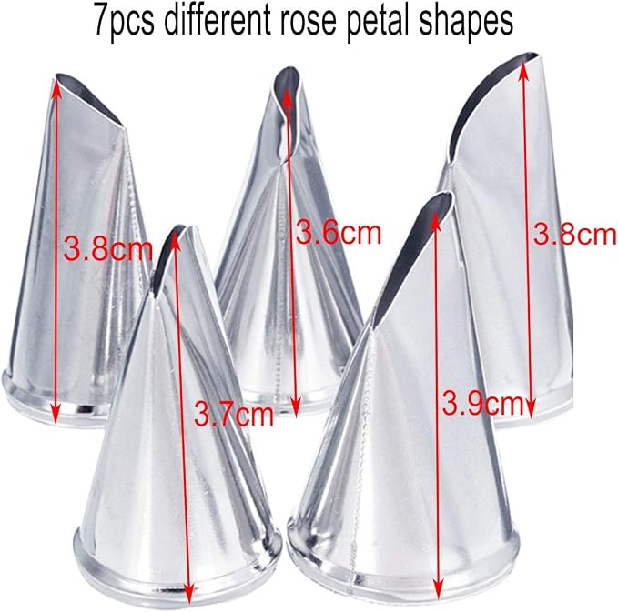 5 Pieces Large Piping Tips Set and 3Pcs Russian Grass Cream Tips DIY Decor Baking Tool, Stainless Steel Piping Nozzles Kit for Pastry Cupcakes Cakes Cookies Decorating