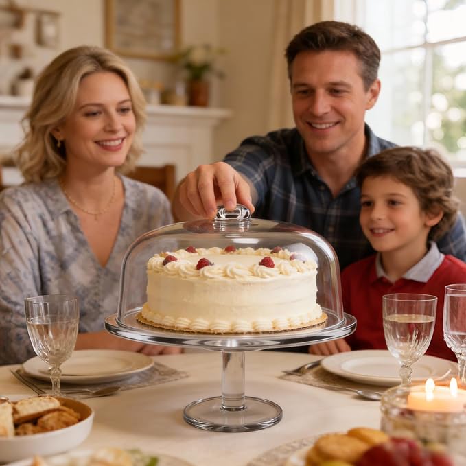 Acrylic Cake Stand with Dome 12 Inch Clear Rotating Cake Display Spinner Holder with Lid for Party Wedding Decorating