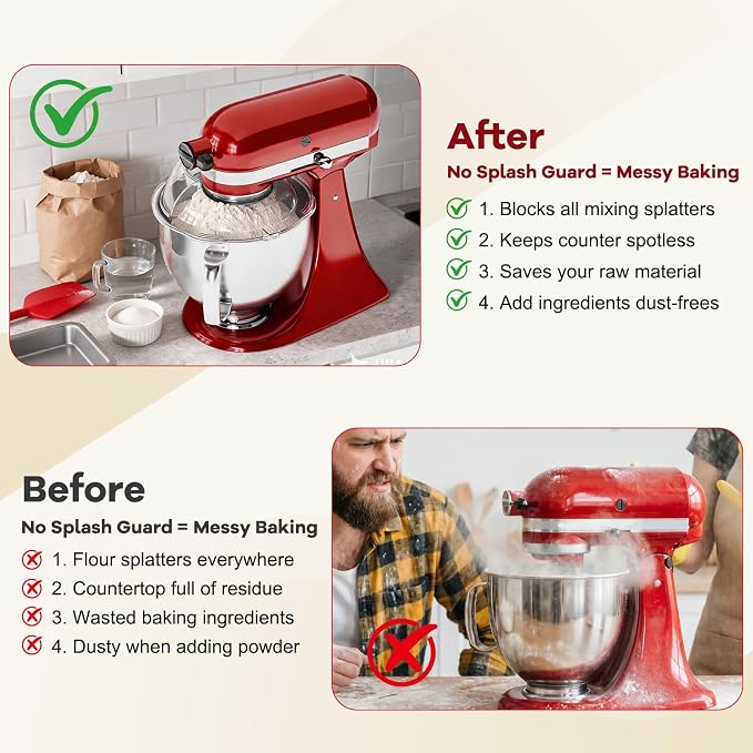 Pouring Shield for KitchenAid Tilt Head 4.5-5QT Stainless Steel Bowls Only, Upgraded Foldable Splash Guard Stand Mixer Accessories, kitchen aid Accessories and Attachments (Gray)