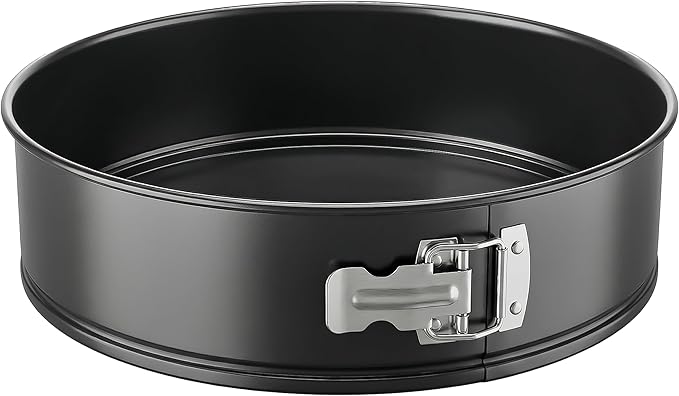 NutriChef 9 Inch Nonstick Cheesecake Springform Cake Pan | Stainless Steel Clasp & Removable Bottom | Durable Stainless Steel Cheesecake Pan | Easy to Clean | Includes 100 Parchment Papers | Black