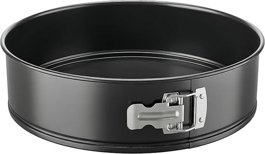 NutriChef 9 Inch Nonstick Cheesecake Springform Cake Pan | Stainless Steel Clasp & Removable Bottom | Durable Stainless Steel Cheesecake Pan | Easy to Clean | Includes 100 Parchment Papers | Black