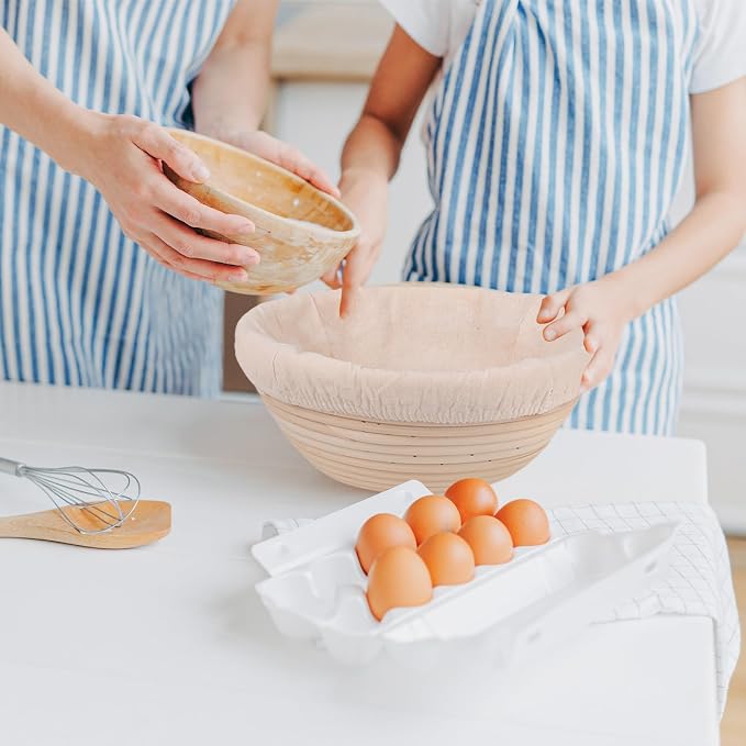 4 Pcs Bread Proofing Basket Cloth Liner Baking Dough Basket Cover Natural Rattan Banneton Proofing Cloth for Bakery Home Baking, about 10 inch