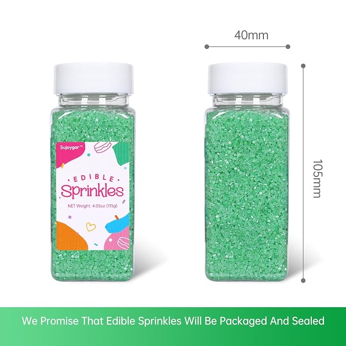 Green Sanding Sugar Sprinkles, 4.02oz Easter Green Edible Glitter Sprinkles for Cake Decorating Cupcake Toppers Baking Drinks Cookie Ice Cream Dount Chocolate Christmas