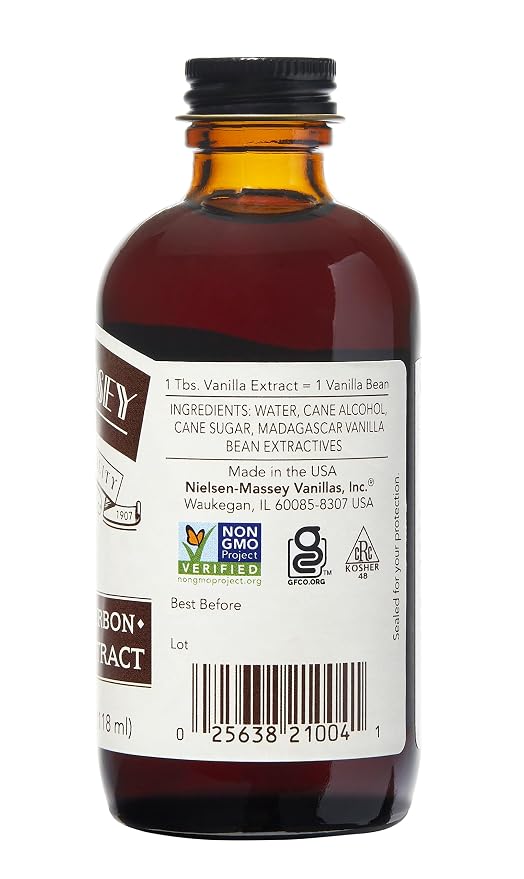 Nielsen-Massey Madagascar Bourbon Pure Vanilla Extract for Baking and Cooking, 4 Ounce Bottle