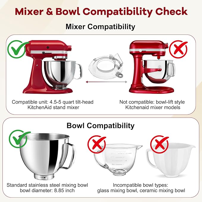 Pouring Shield for KitchenAid Tilt Head 4.5-5QT Stainless Steel Bowls Only, Upgraded Foldable Splash Guard Stand Mixer Accessories, kitchen aid Accessories and Attachments (Gray)