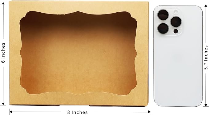 20pcs 8x6x2.5 Inches Brown Bakery Boxes with Window Cookie boxes Treat Boxes Dessert Boxes Donut Boxes Muffin Boxes for Pastry Candy Small Cake Cupcake for Gift Giving Party, NB001-20