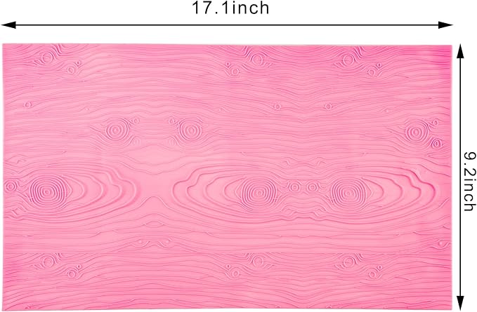 Beasea Silicone Lace Mold for Cakes Decorating, Woodgrain Fondant Impression Mat Silicone Lace Mold, Fondant Texture for Sugar Wood Texture Sheet Embossed Craft Tools (17 x 9 inches, Pink)