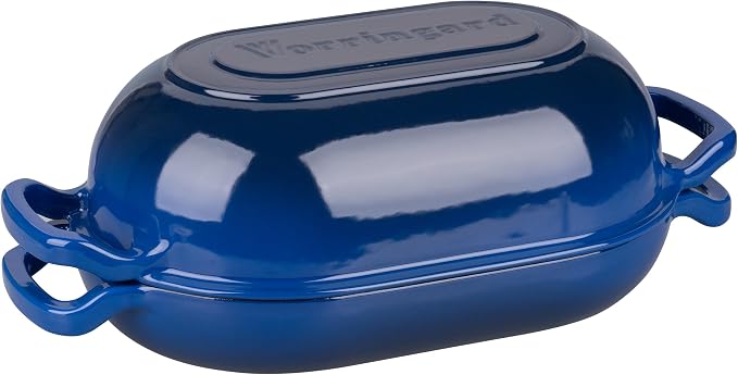 VORRINGARD Enameled Cast Iron Sourdough Bread Oven, Dutch Oven, Loaf Cast Iron Bread Pan for Homemade Bread Baking, Meatloaf Pan with Lid, 5QT, Blue