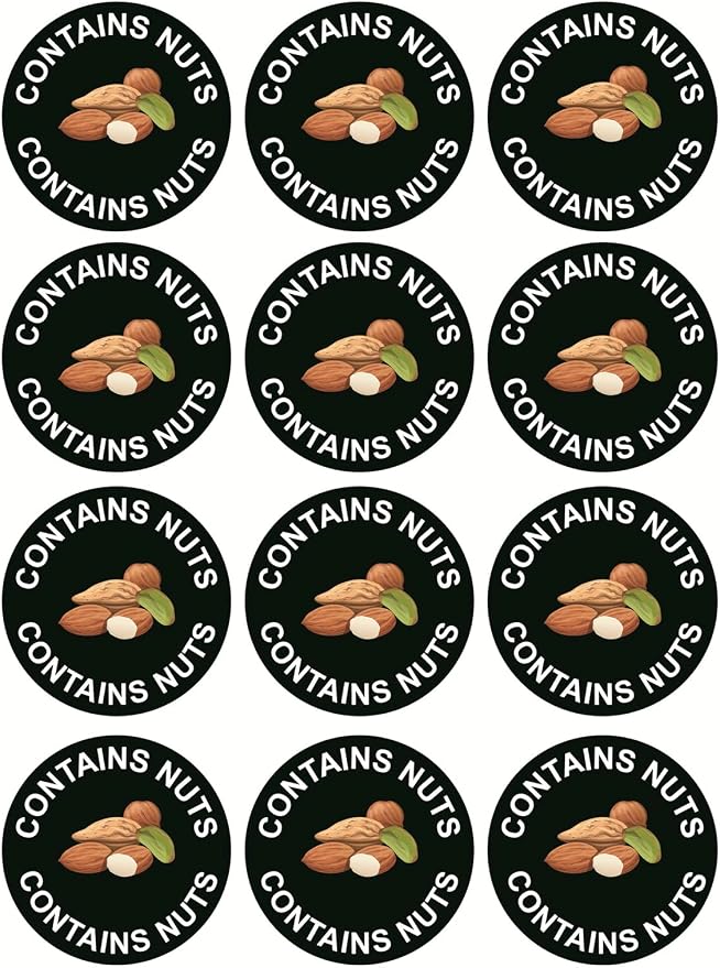 Contains Nuts Sticker,1.5inch 300pcs Contains Nuts Food Allergy Sticker for Restaurant,Bakery