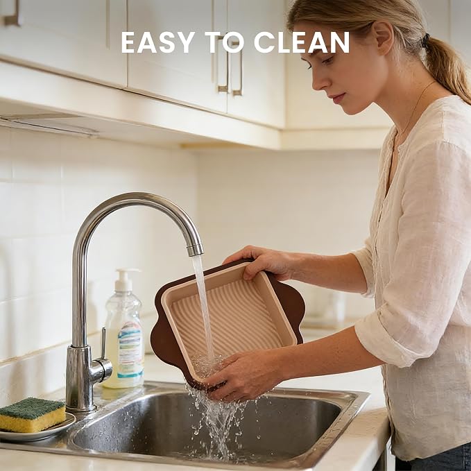 Nonstick Silicone Brownie Pan with Handles, Square Baking Pan for Brownies, Cake, Bread, Lasagna and Casserole, BPA Free, Easy Release and Easy Clean