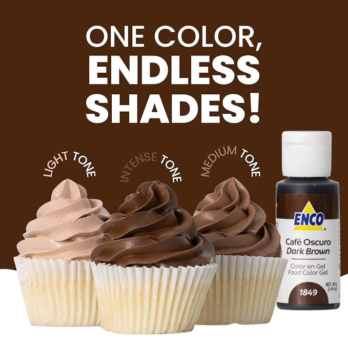 ENCO Food Coloring Gel Dark Brown 1.41 oz (40g) Concentrated, Vegan
