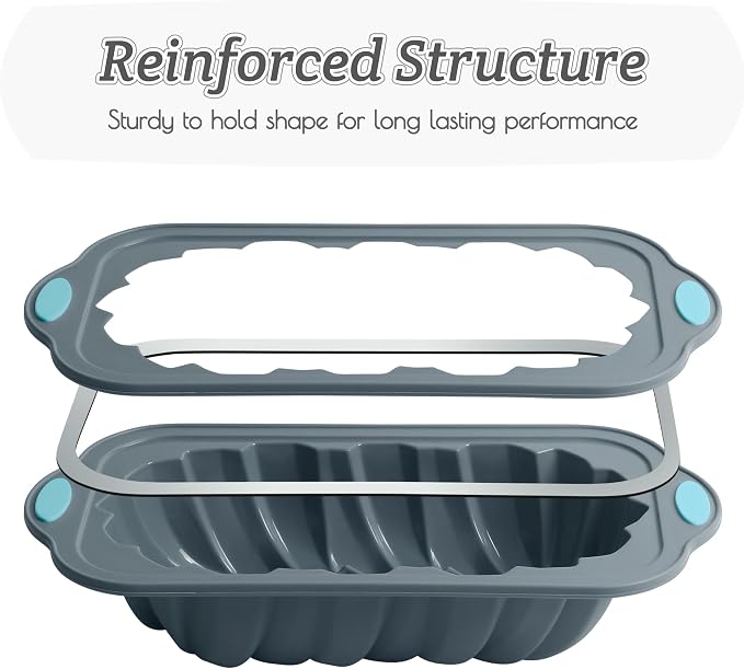 Silicone Bread Loaf Pan, Non-Stick Bread Pans for Homemade Bread, Silicone Baking Mold with Metal Reinforced Frame More Strength for Long-Lasting Performance