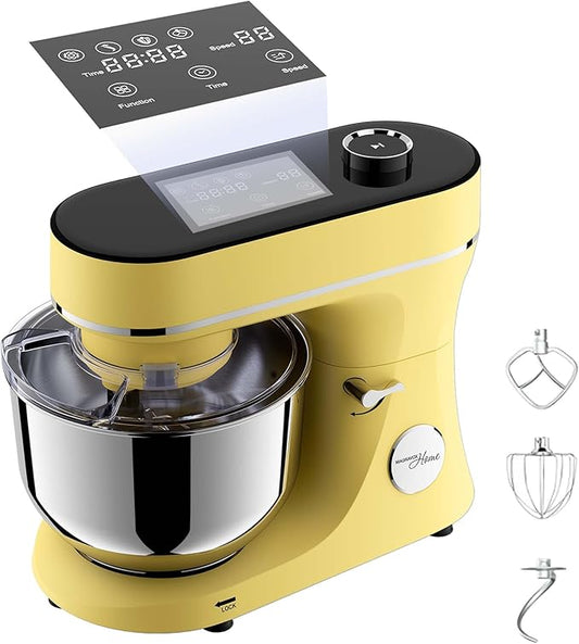 Magnavox Home, 6.3 qt Digital Touchscreen Stand Mixer, 11 Speeds, Yellow