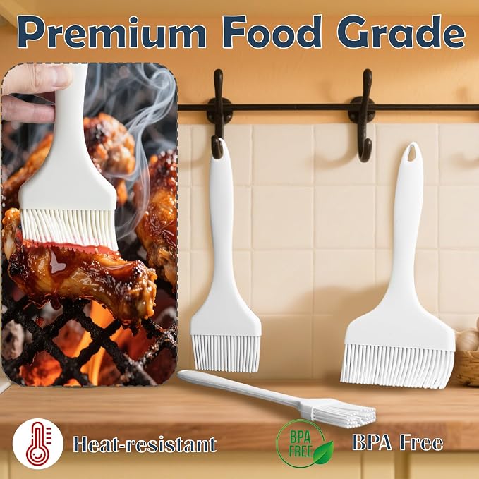 Meat Brush for Basting,Heat Resistant Silicone | 3PCS,Oil Butter Sauce Marinades for BBQ Grill Meat Brushes,Food-grade