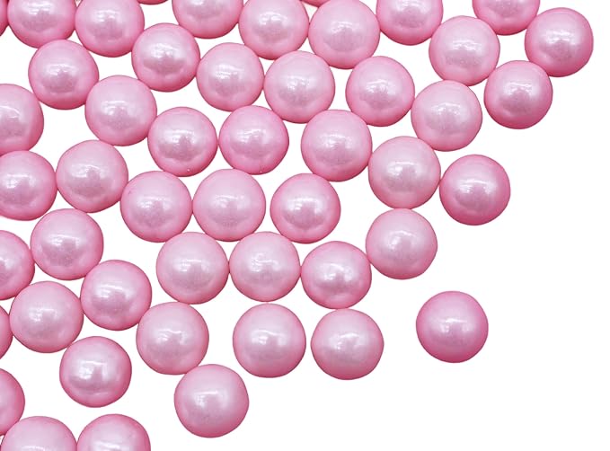 8 Ounce 10MM Pink Edible Candy Beads For Decorating Wedding Cakes-Gemstone Candy For Parties-100% Edible