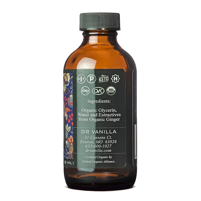 Organic Ginger Extract, 4 fl oz - sugar‑free, GMO‑free, gluten‑free, vegan, paleo, keto, kosher, and halal