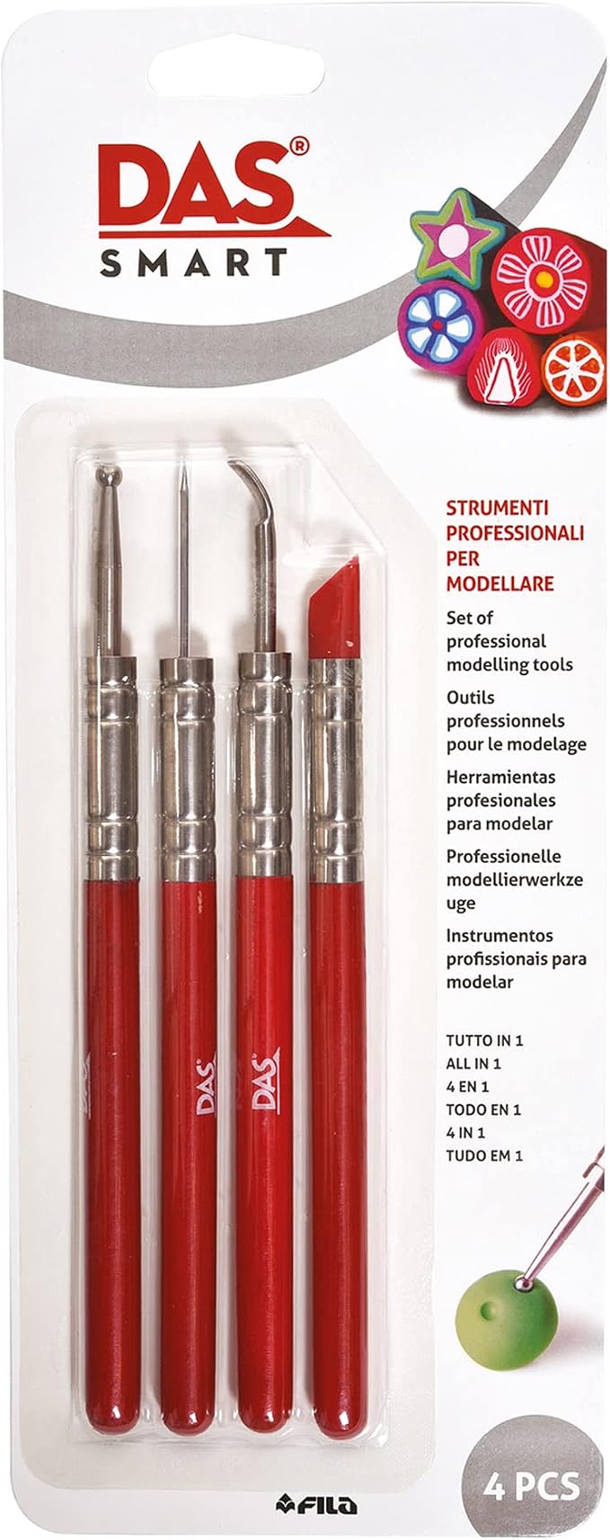 DAS Professional Clay Tools - 4 Metal Sculpting Tools for Artists and Students - Practical Carving Tools for Fine Details and Textures - Durable Clay Carving Tools for Modeling Shaping and More