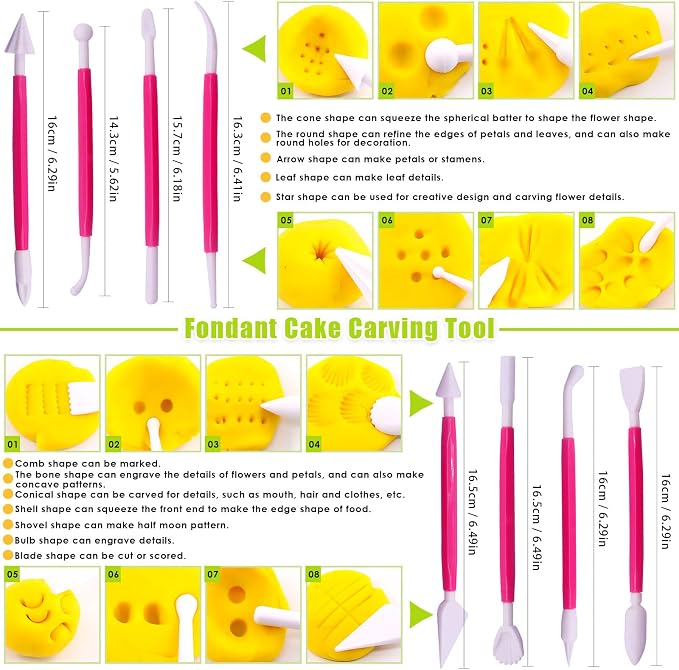Keadic 37Pcs Rose Red Clay Fondant Extruder Cake Decorating Supplies Sugar Modeling Tool Set, Clay Extruder Gun with 20 Tips Sugar Extruder Disks & Ball Stylus Dotting Tool